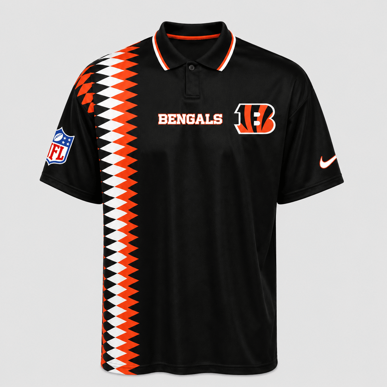 CIN Premium NFL Men’s Sporty Zigzag Stripe Polo Shirt