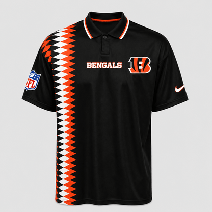 CIN Premium NFL Men’s Sporty Zigzag Stripe Polo Shirt
