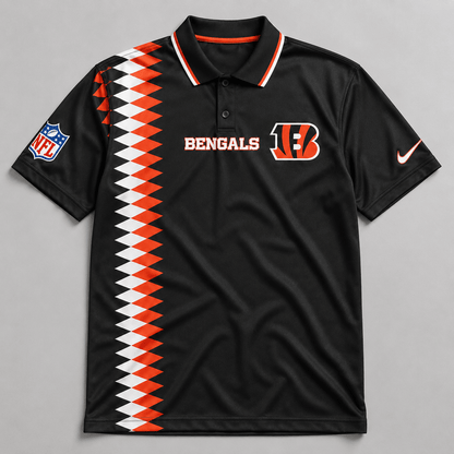 CIN Premium NFL Men’s Sporty Zigzag Stripe Polo Shirt