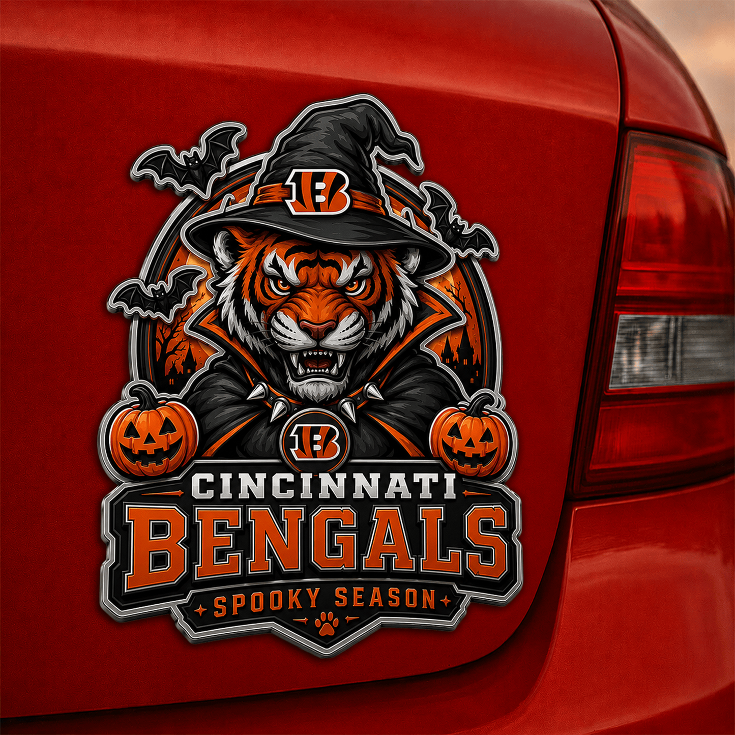 CIN x NFL Halloween Edition Car Namge Badge
