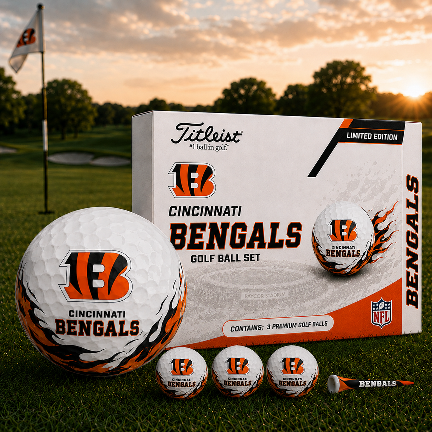 CIN x NFL Inspired Golf Ball Set  3 Premium Golf Balls