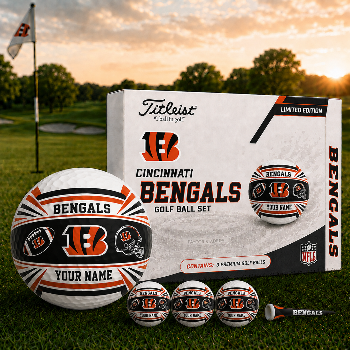 CIN x NFL Inspired Golf Ball Set  3 Premium Golf Balls V2