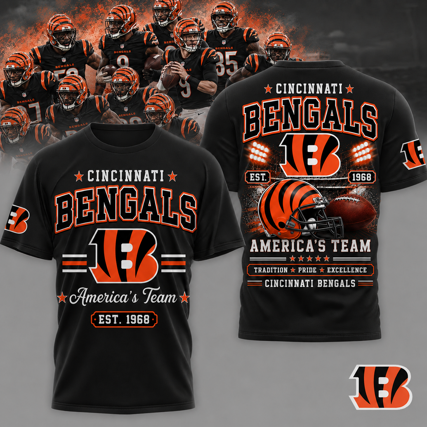 CIN x NFL Premium Team Tradition Pride 3D Shirt