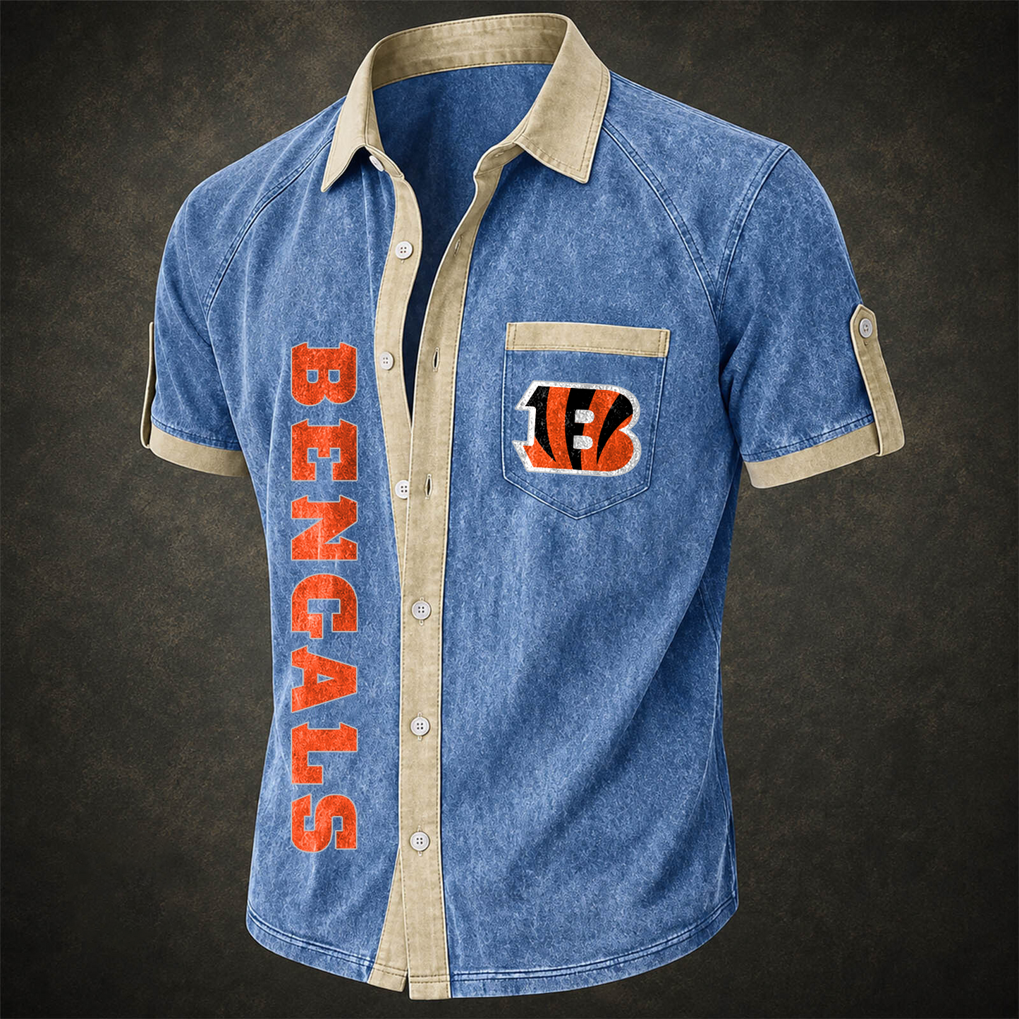 CIN x NFL Short-Sleeve Button-Up Sports Shirt