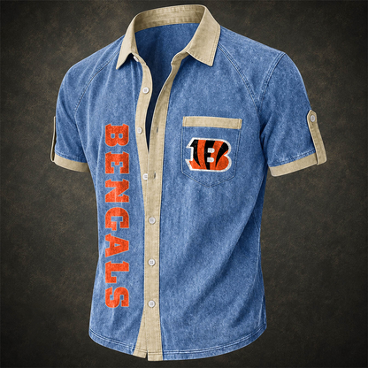 CIN x NFL Short-Sleeve Button-Up Sports Shirt