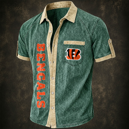 CIN x NFL Short-Sleeve Button-Up Sports Shirt