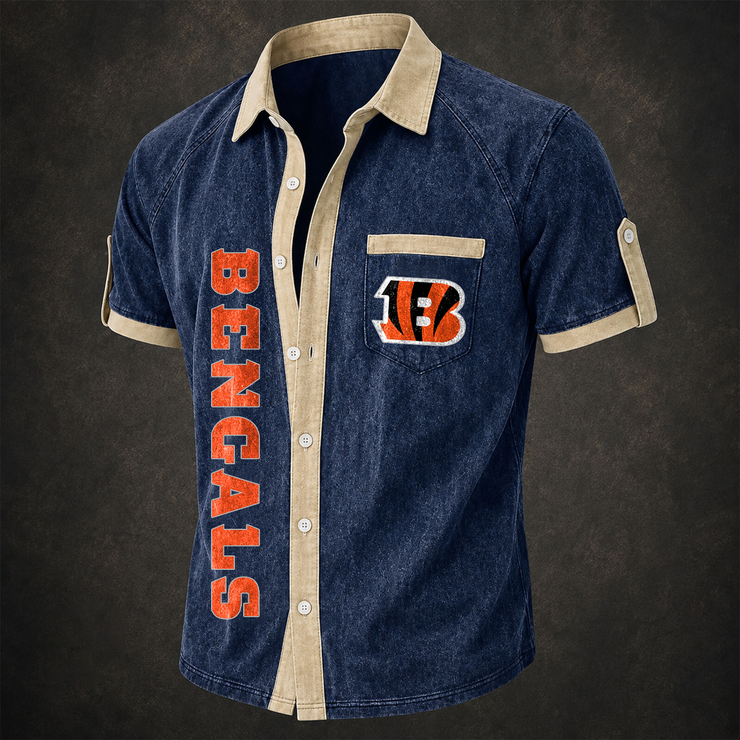 CIN x NFL Short-Sleeve Button-Up Sports Shirt