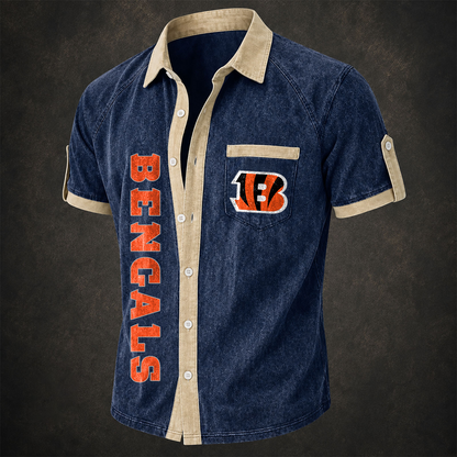 CIN x NFL Short-Sleeve Button-Up Sports Shirt
