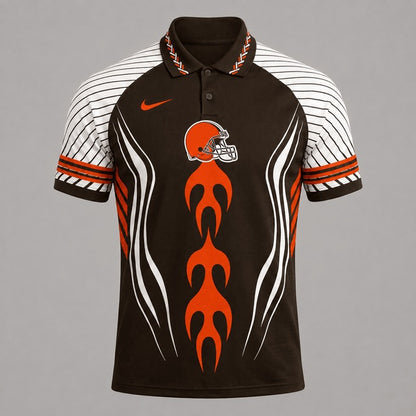 CLE Premium NFL Flame Stripe Athletic Polo Shirt