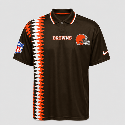 CLE Premium NFL Men’s Sporty Zigzag Stripe Polo Shirt