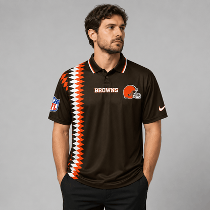 CLE Premium NFL Men’s Sporty Zigzag Stripe Polo Shirt
