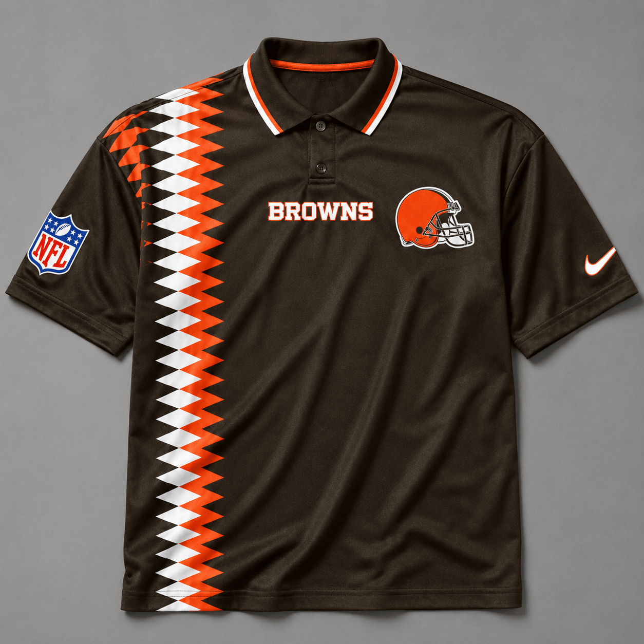CLE Premium NFL Men’s Sporty Zigzag Stripe Polo Shirt