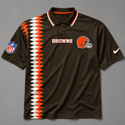CLE Premium NFL Men’s Sporty Zigzag Stripe Polo Shirt