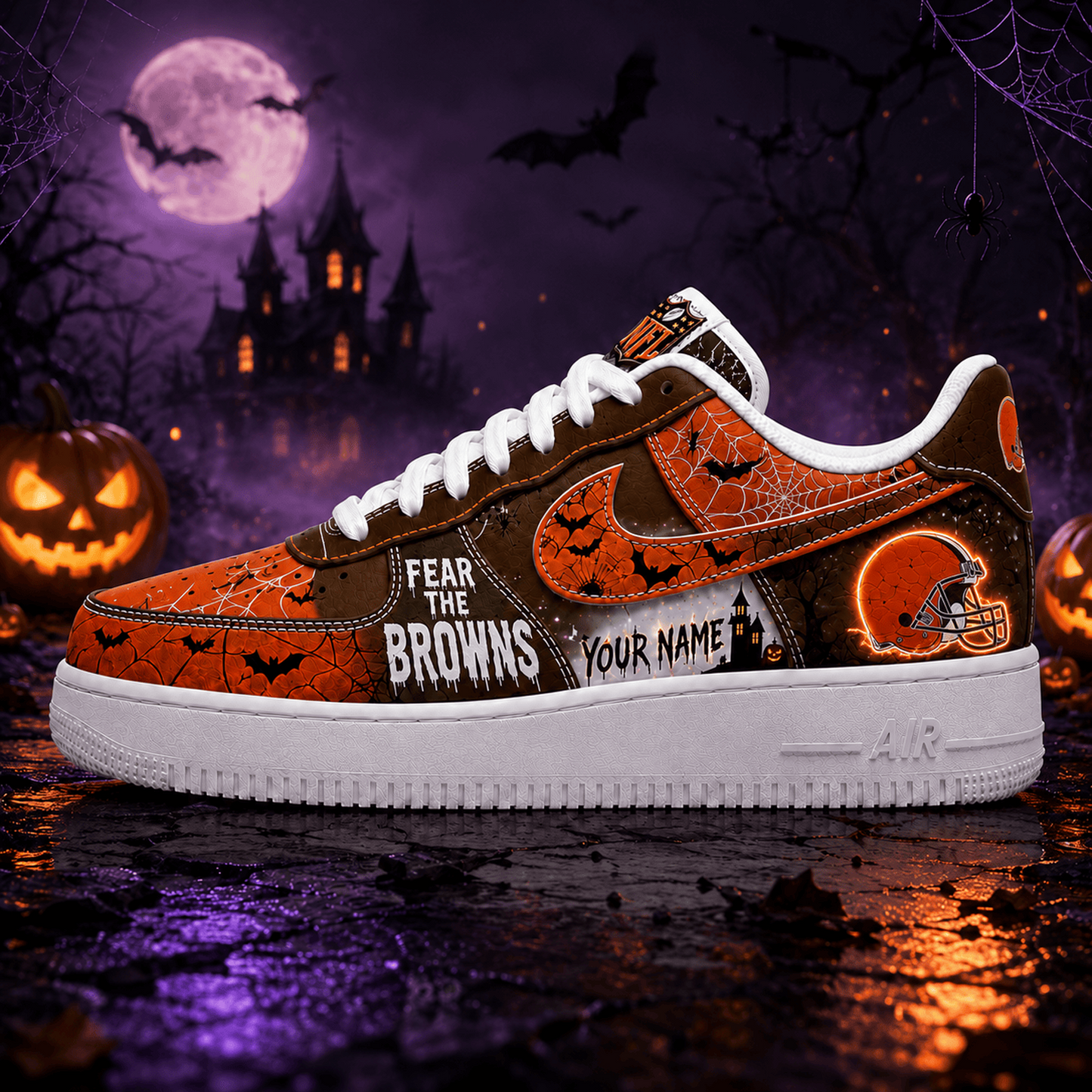 CLE x NFL Fear The Team Halloween AF1 Sneakers 1807