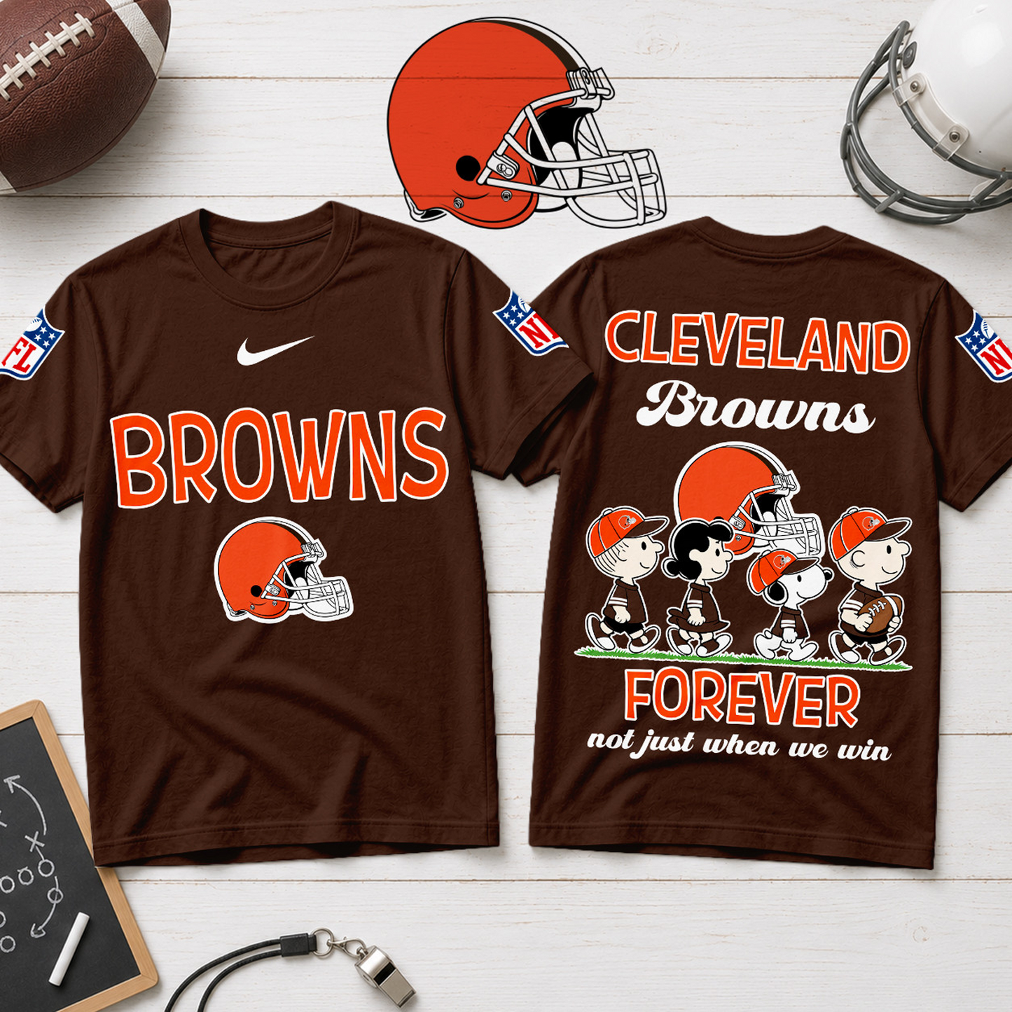 CLE x NFL Forever ƒ?? Peanuts Football Fan 3D Shirt 2007