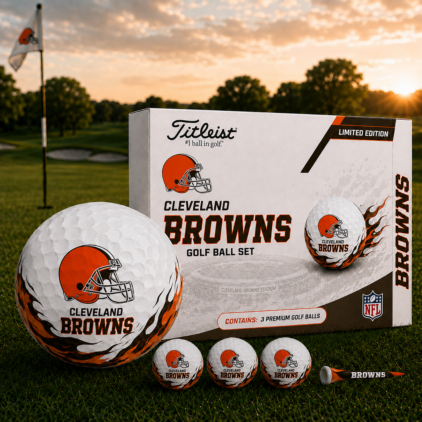 CLE x NFL Inspired Golf Ball Set  3 Premium Golf Balls