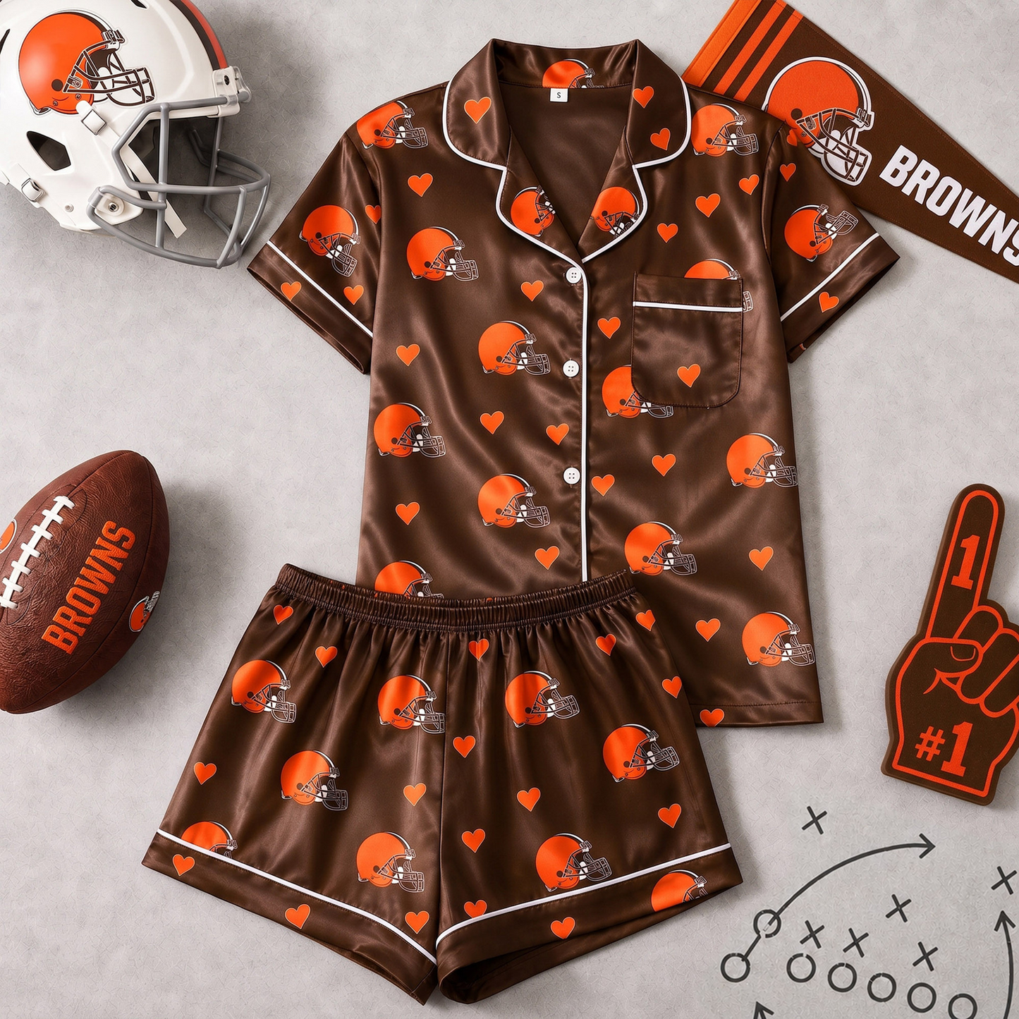 CLE x NFL Love Satin Pajamas Set