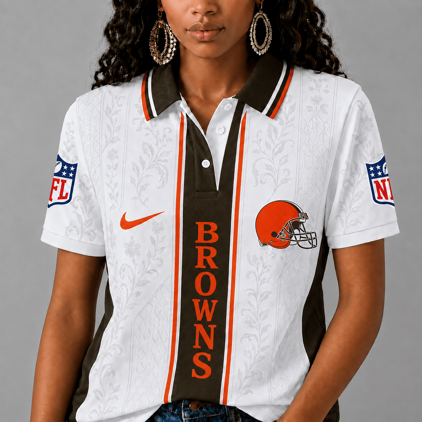 CLE x NFL Premium Floral Elegance Polo Shirt