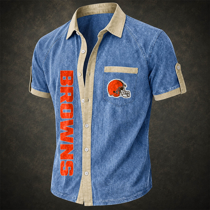 CLE x NFL Short-Sleeve Button-Up Sports Shirt