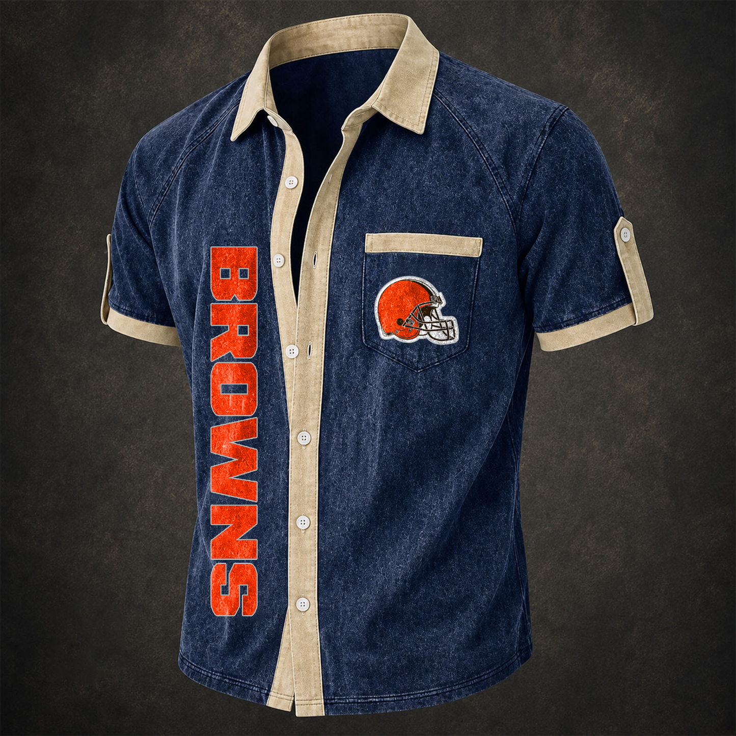 CLE x NFL Short-Sleeve Button-Up Sports Shirt