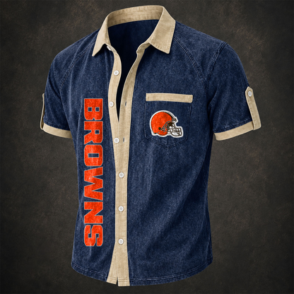 CLE x NFL Short-Sleeve Button-Up Sports Shirt