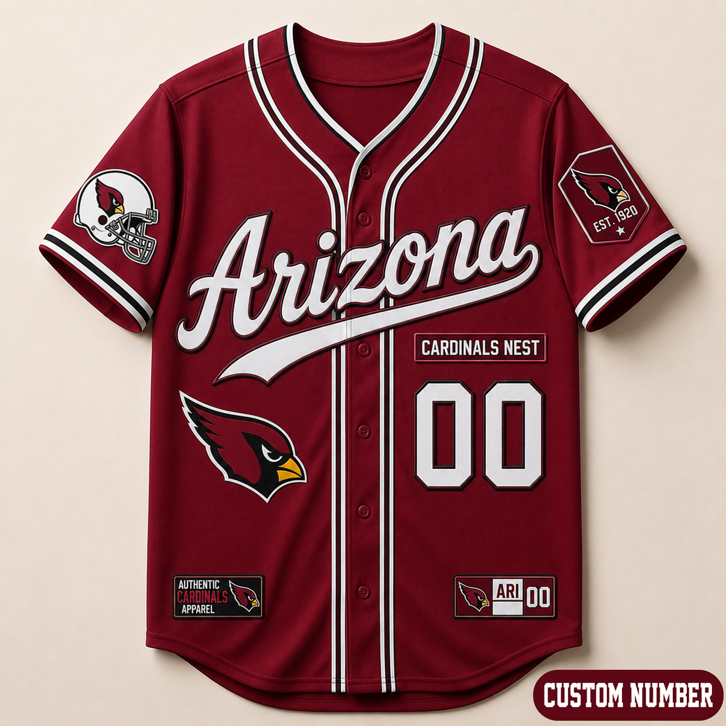Custom NFL x ARI Baseball Jersey Shirt