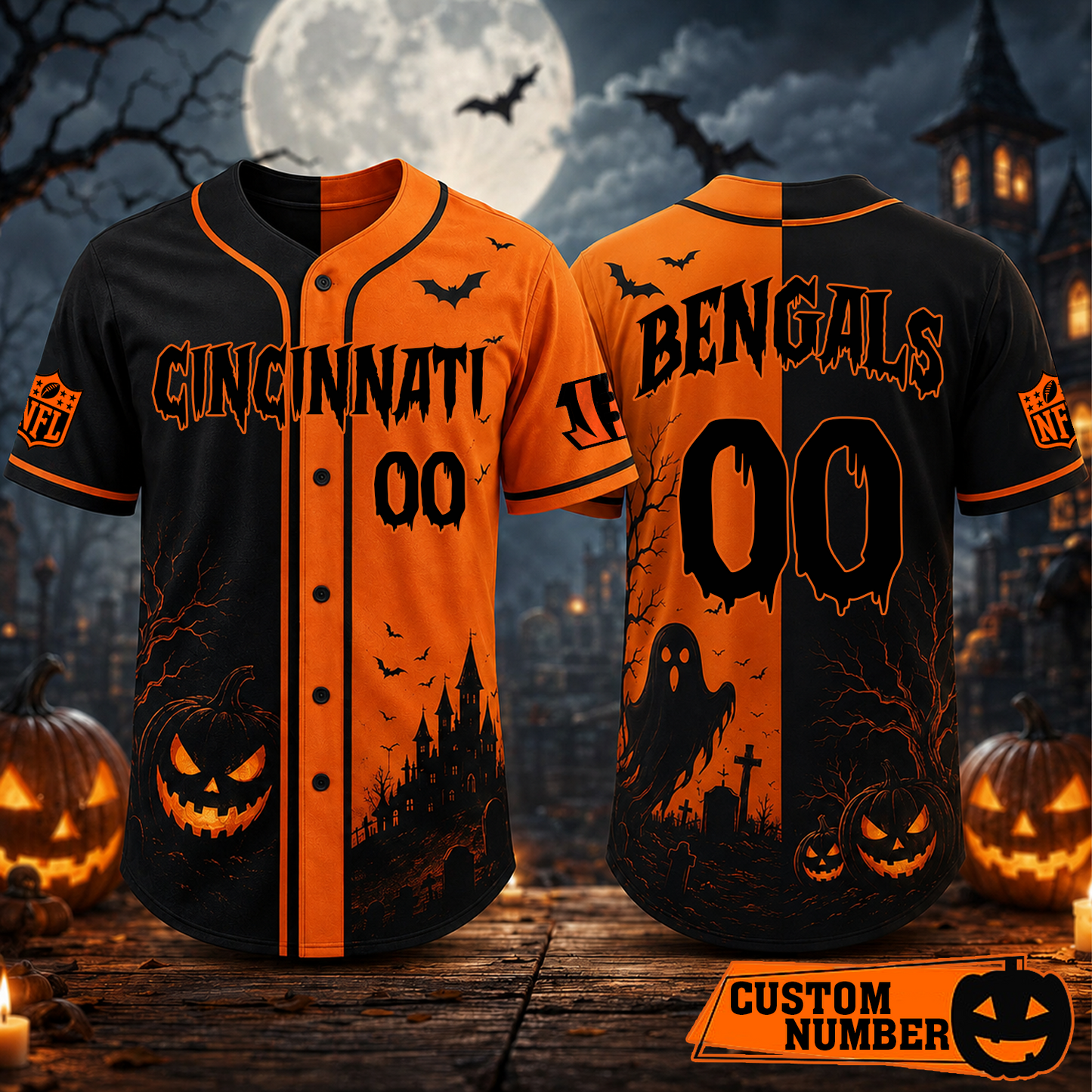 Custom NFL x CIN Season Baseball Jersey