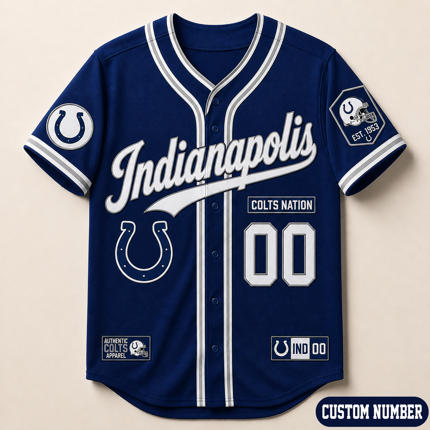 Custom NFL x IND Baseball Jersey Shirt