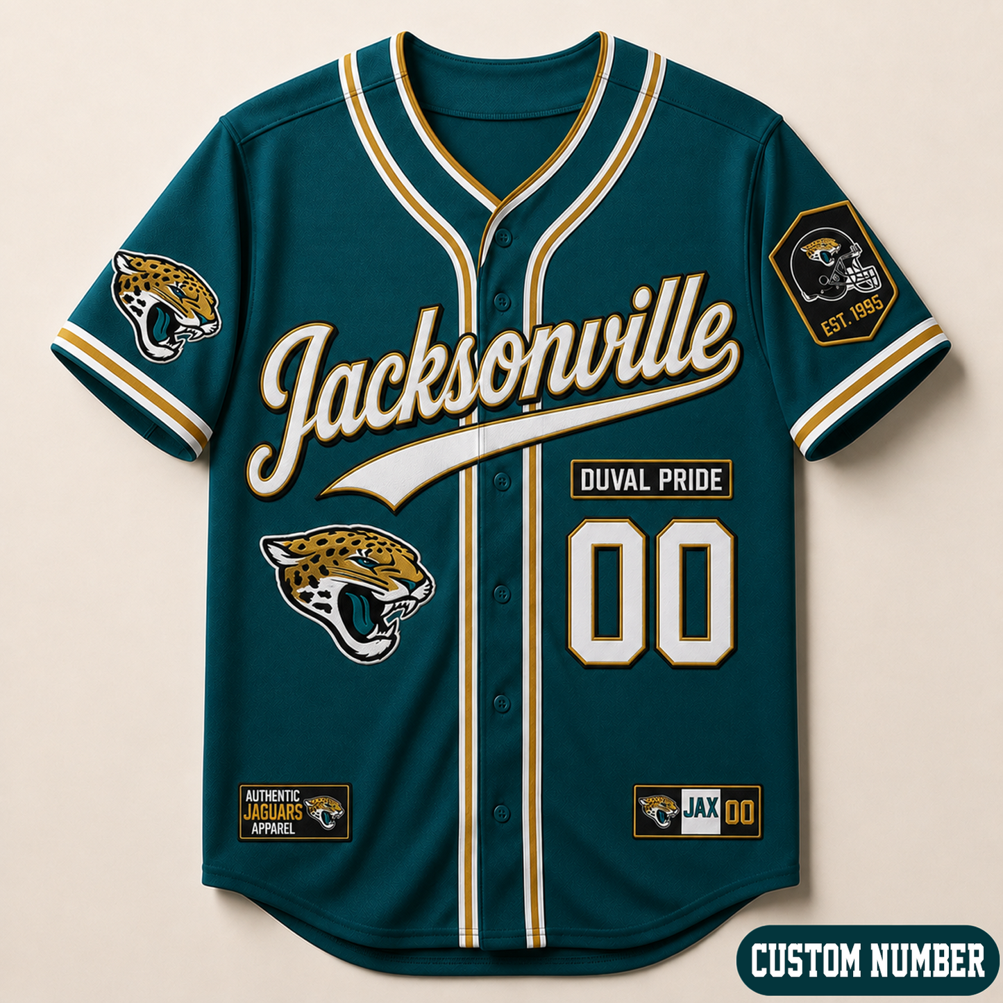 Custom NFL x JAX Baseball Jersey Shirt