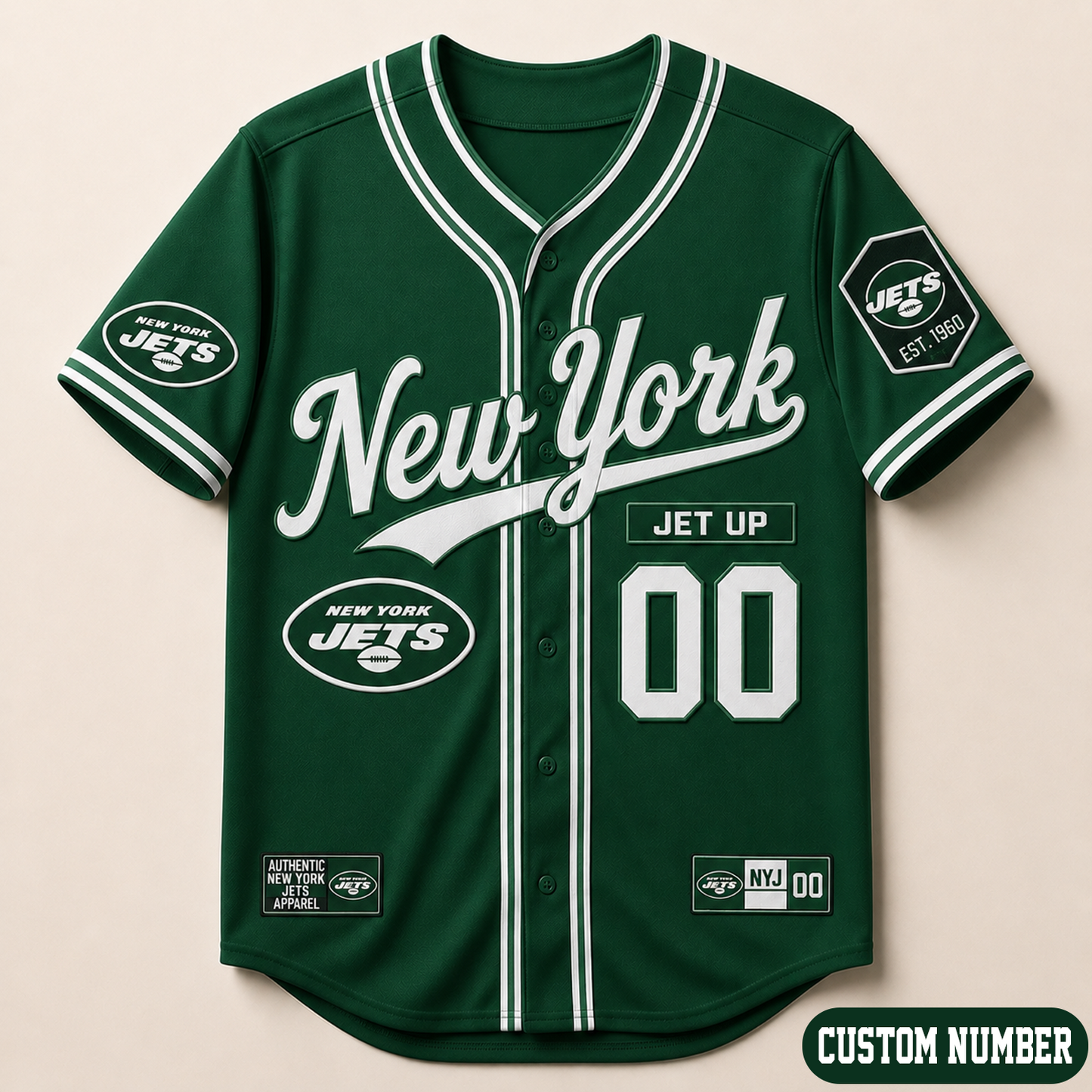 Custom NFL x NYJ Baseball Jersey Shirt