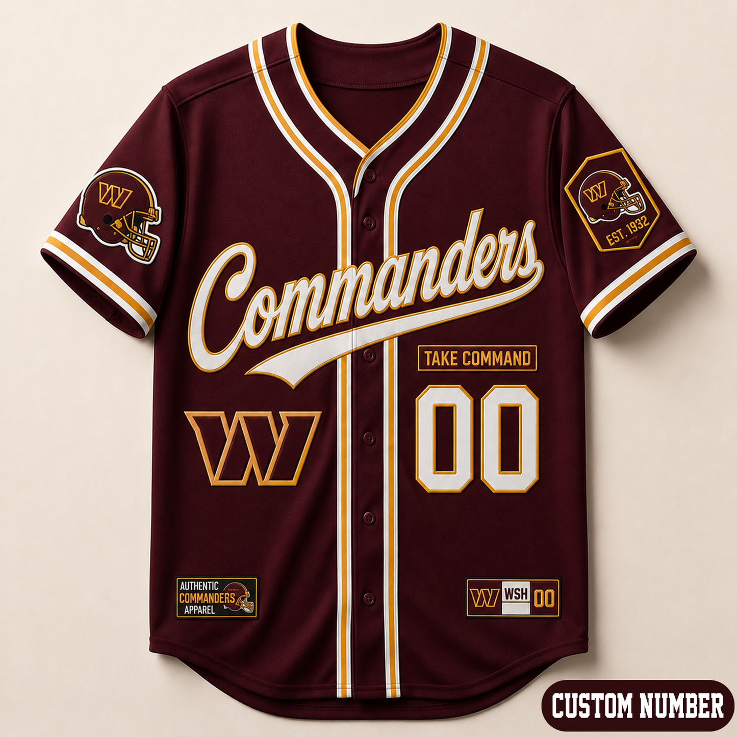 Custom NFL x WAS Baseball Jersey Shirt