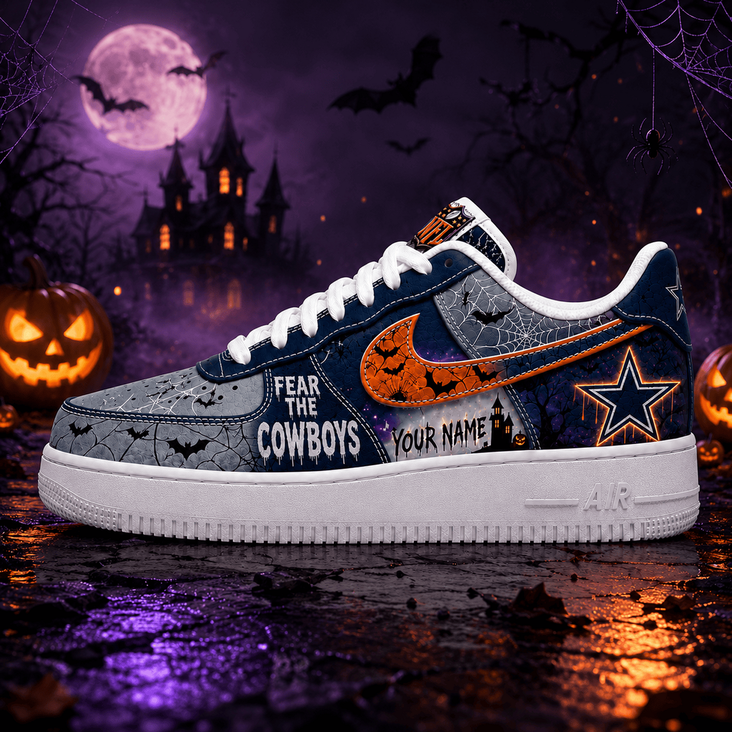 DAL x NFL Fear The Team Halloween AF1 Sneakers 1807
