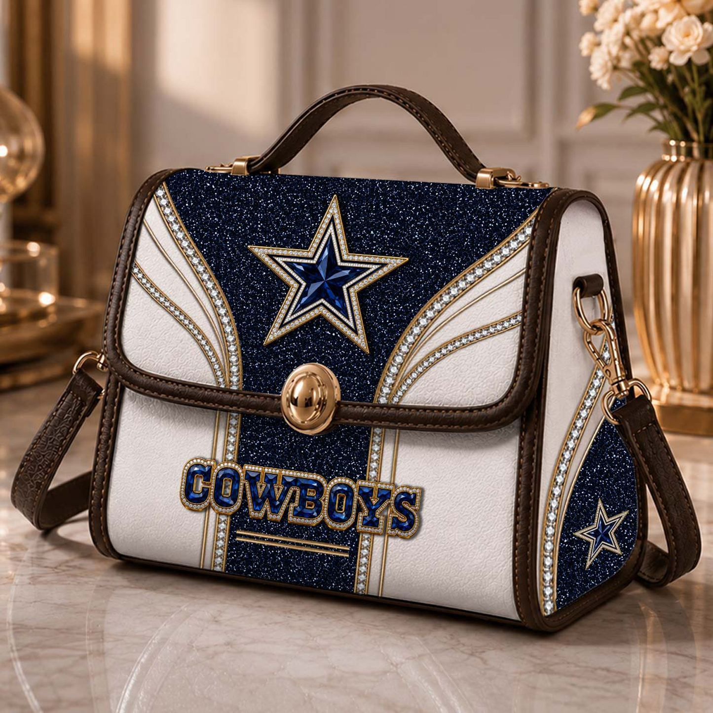 DAL x NFL Glitter Leather Handbag