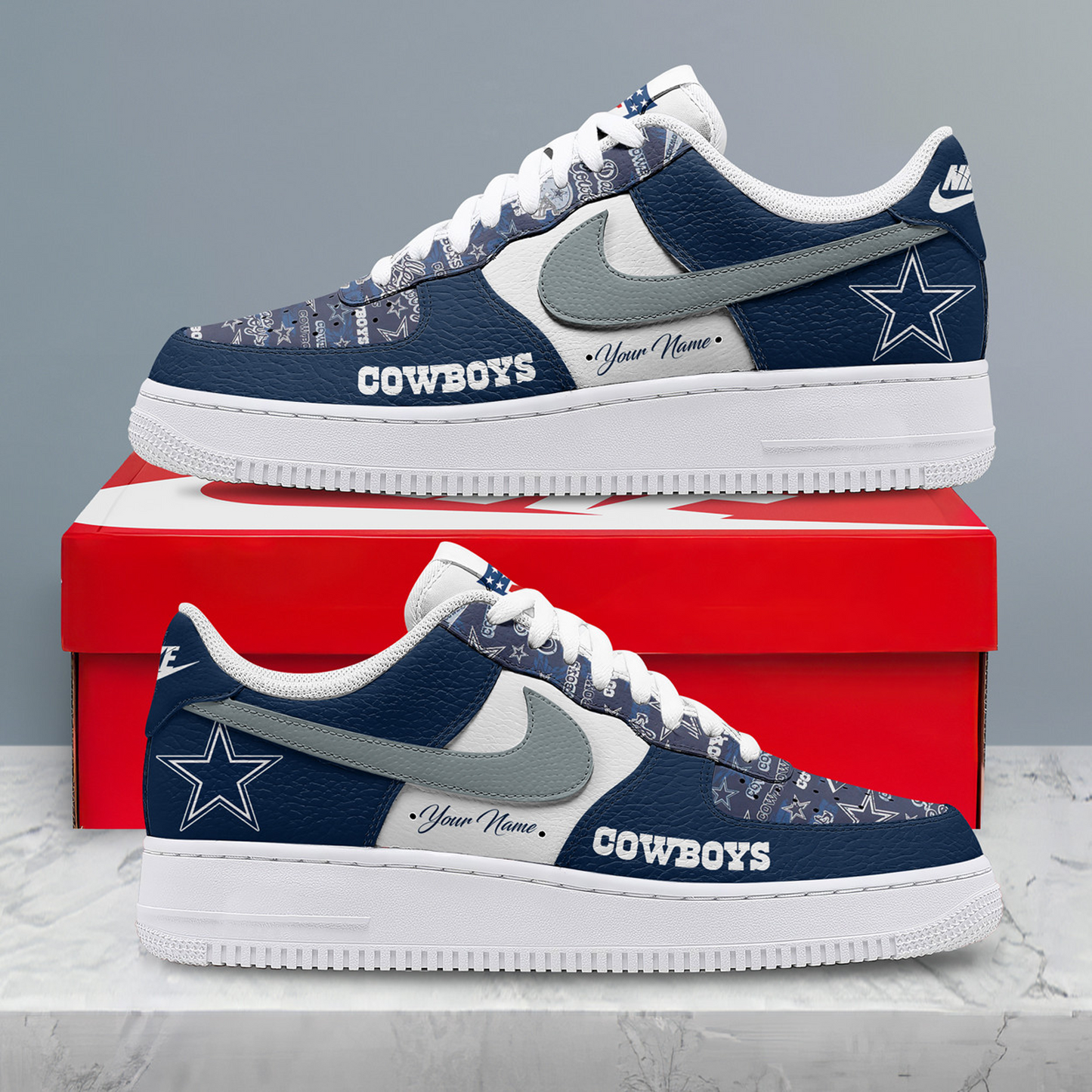 DAL x NFL Personalized Team Icon AF1 Shoes