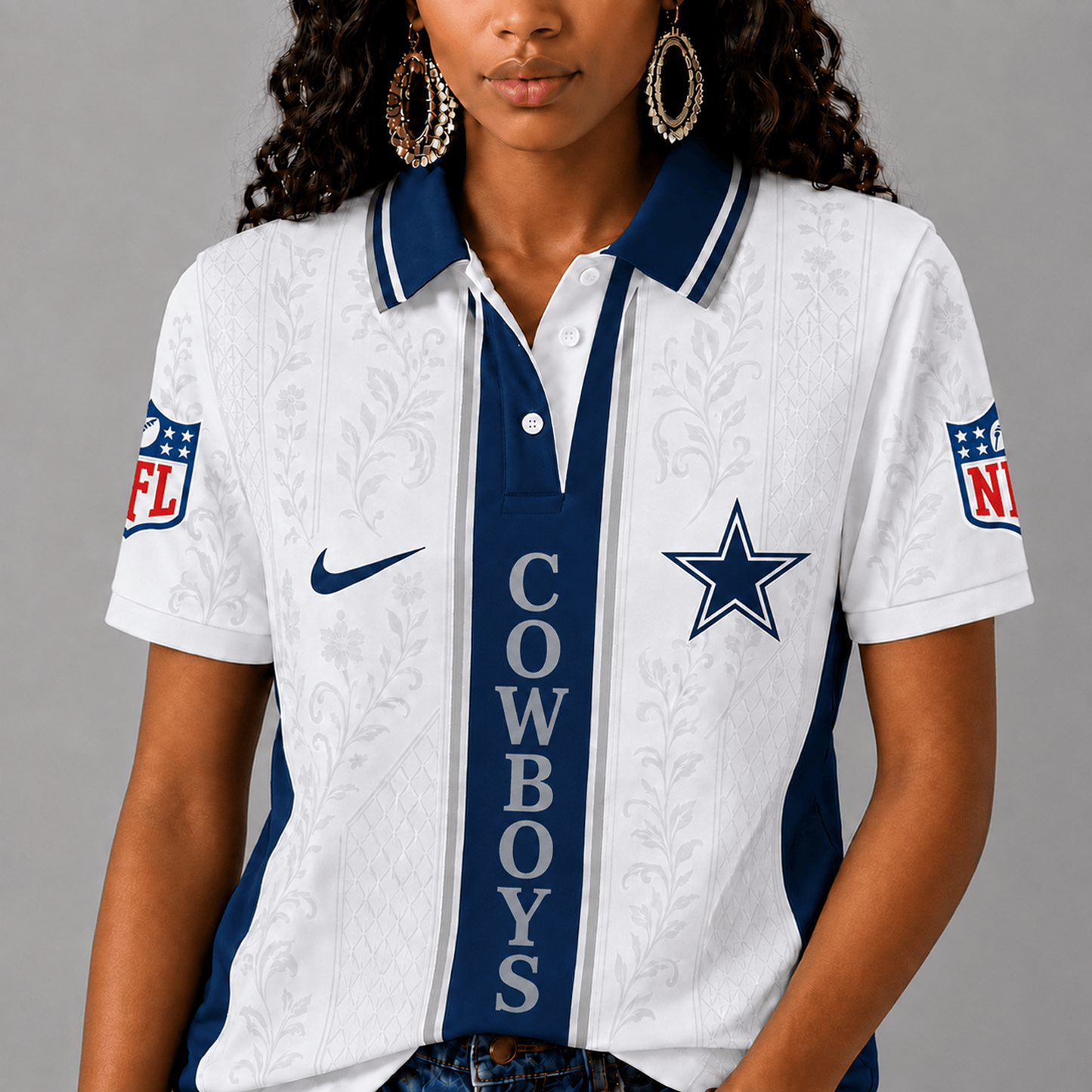 DAL x NFL Premium Floral Elegance Polo Shirt