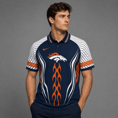 DB Premium NFL Flame Stripe Athletic Polo Shirt
