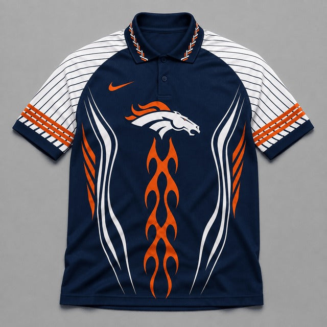 DB Premium NFL Flame Stripe Athletic Polo Shirt