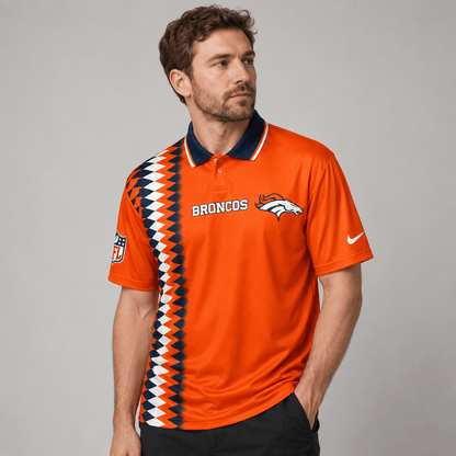 DB Premium NFL Men’s Sporty Zigzag Stripe Polo Shirt
