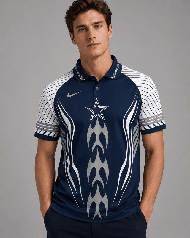 DC Premium NFL Flame Stripe Athletic Polo Shirt
