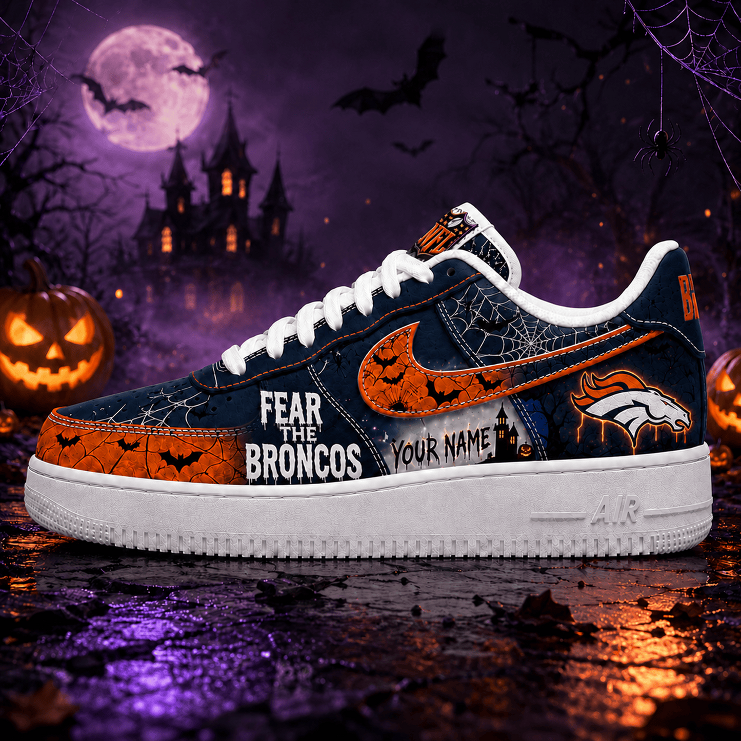 DEN x NFL Fear The Team Halloween AF1 Sneakers 1807