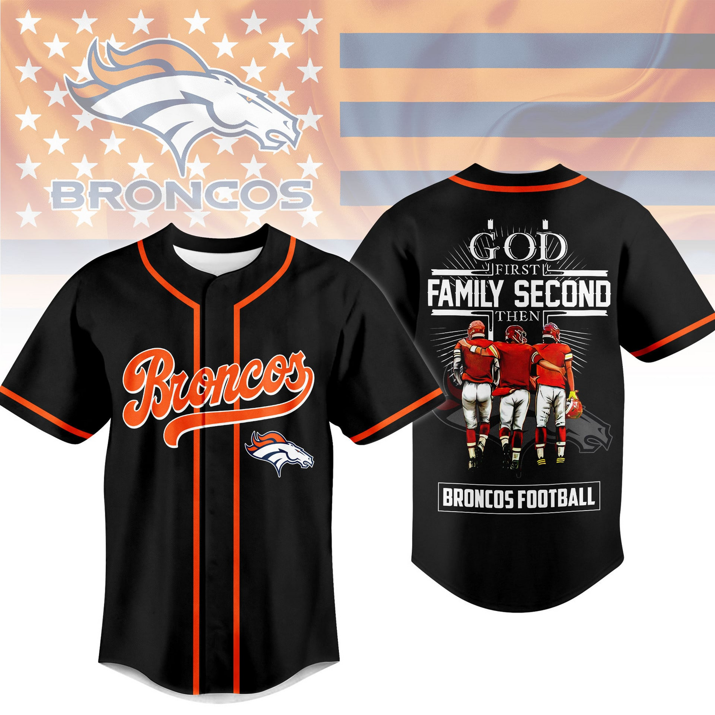 DEN x NFL God First, Family Second ƒ?? Faith & Brotherhood Football Jersey