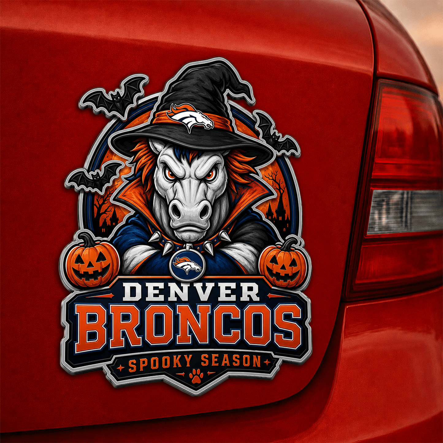 DEN x NFL Halloween Edition Car Namge Badge