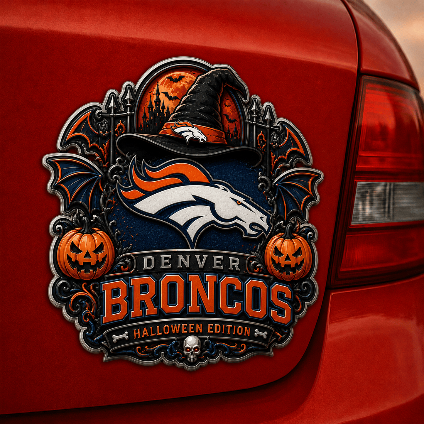 DEN x NFL Halloween Edition Car Namge Badge
