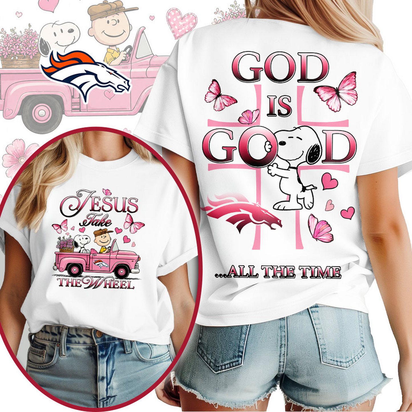 DEN x NFL Jesus Take The Wheel God Is Good 3D Shirt