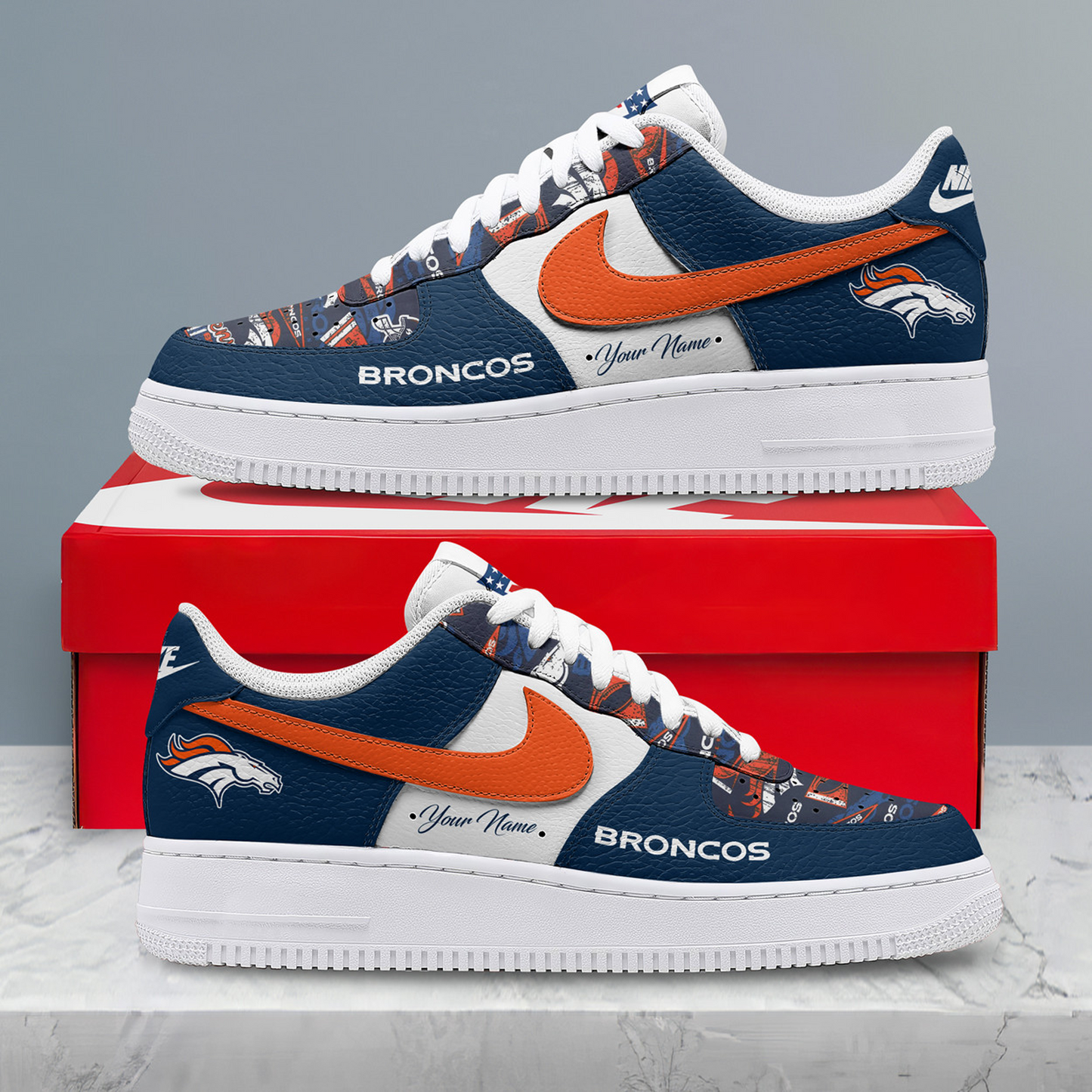 DEN x NFL Personalized Team Icon AF1 Shoes