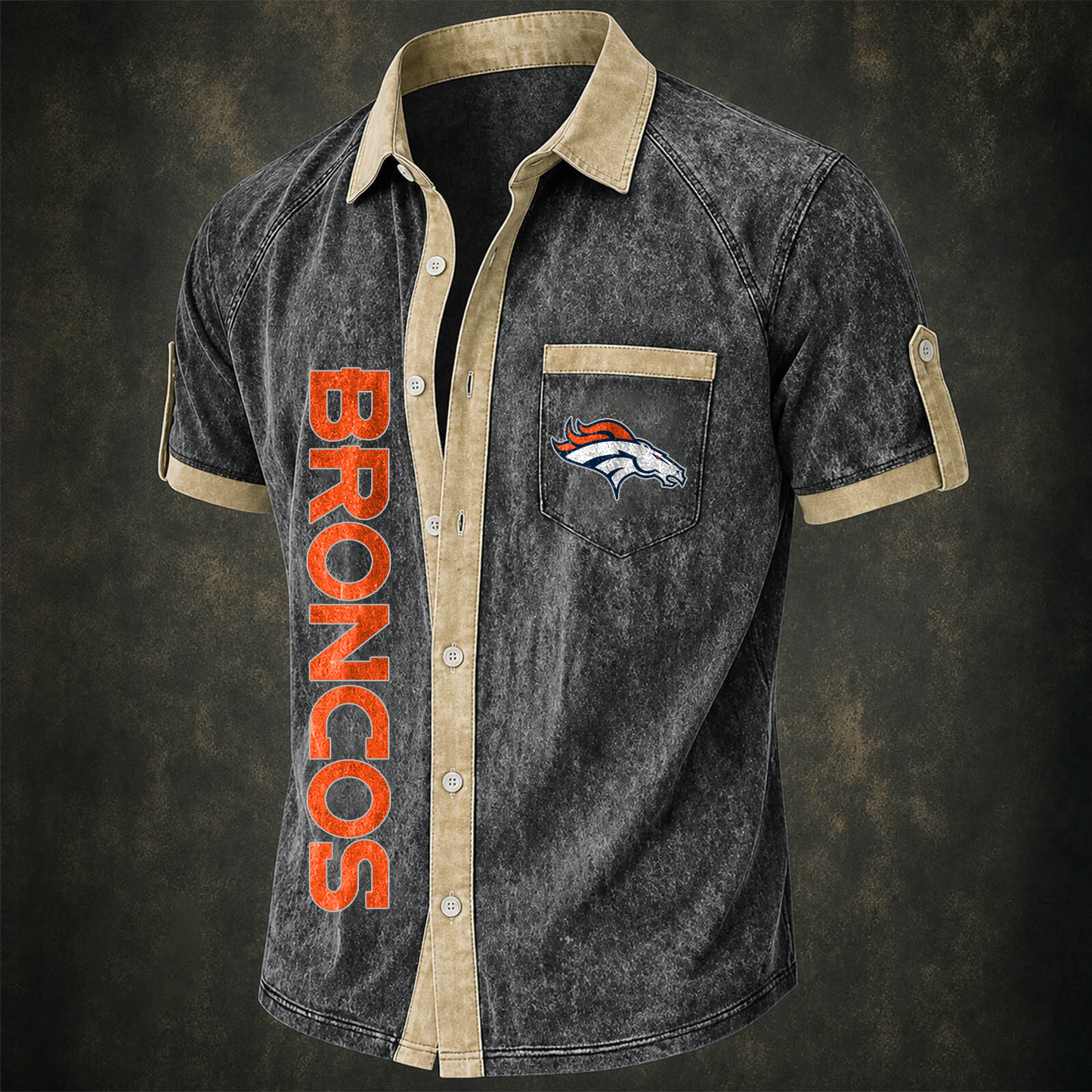 DEN x NFL Short-Sleeve Button-Up Sports Shirt