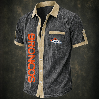 DEN x NFL Short-Sleeve Button-Up Sports Shirt