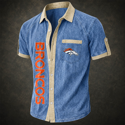 DEN x NFL Short-Sleeve Button-Up Sports Shirt