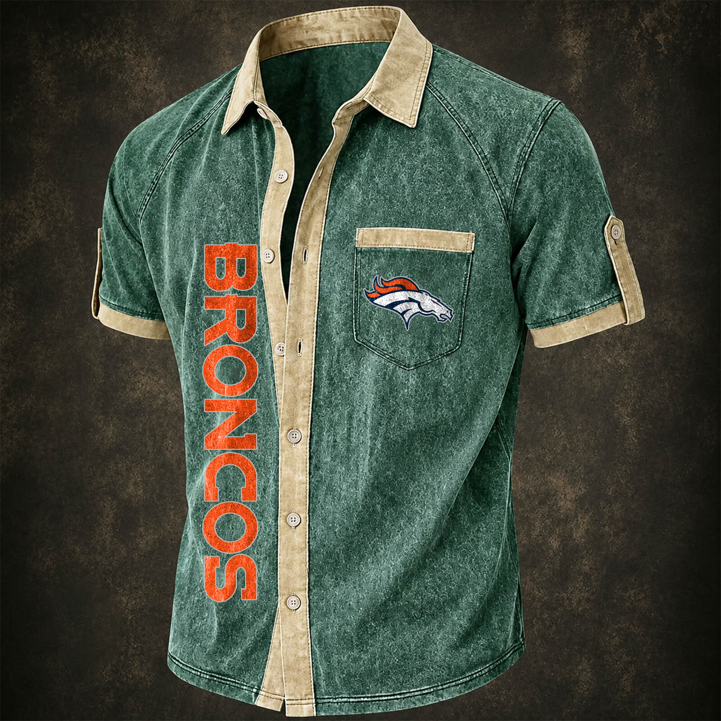 DEN x NFL Short-Sleeve Button-Up Sports Shirt