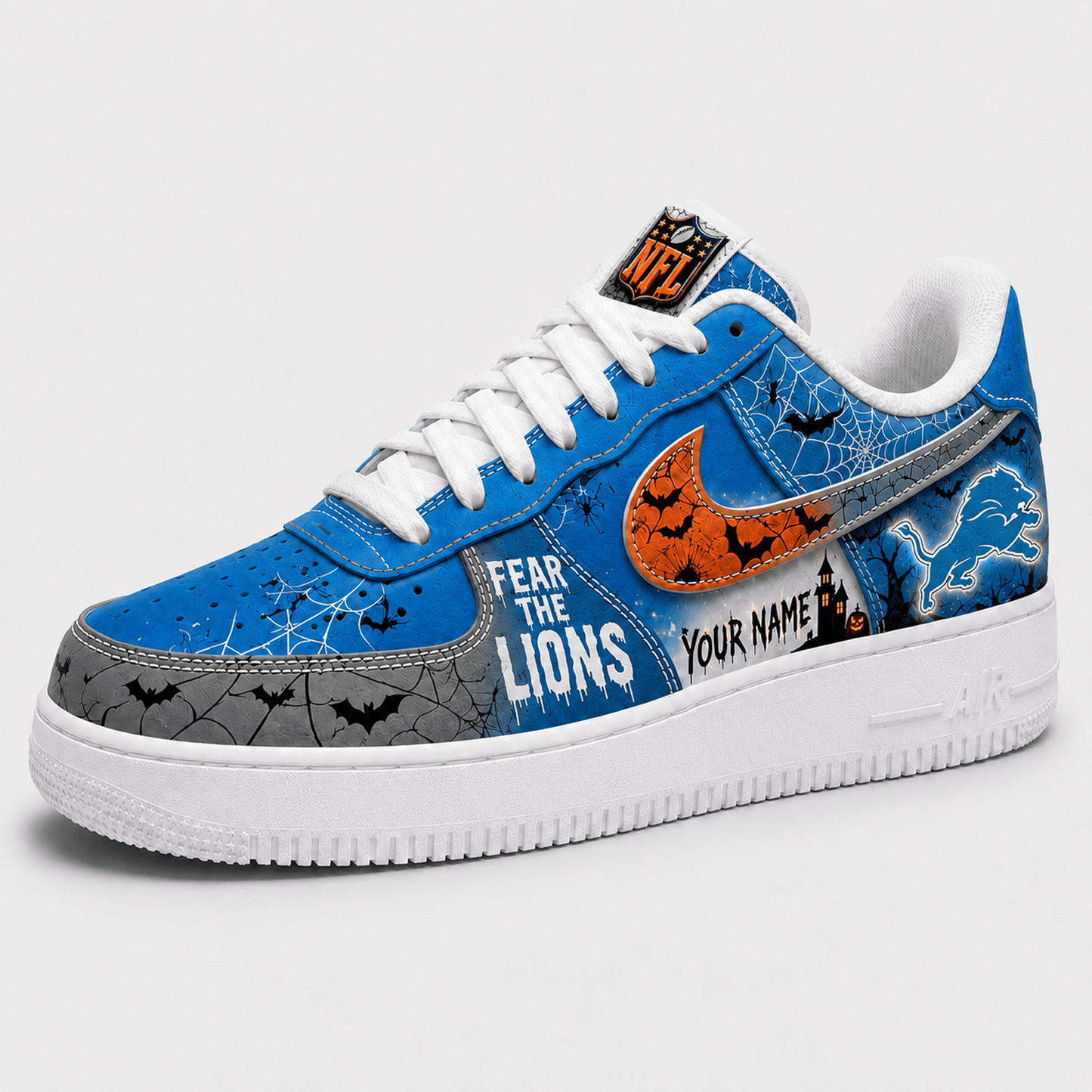 DET x NFL Fear The Team Halloween AF1 Sneakers 1807
